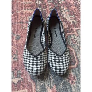 Rothy's The Flat Picnic‎ Gingham Ballet Shoes Black White Size 8